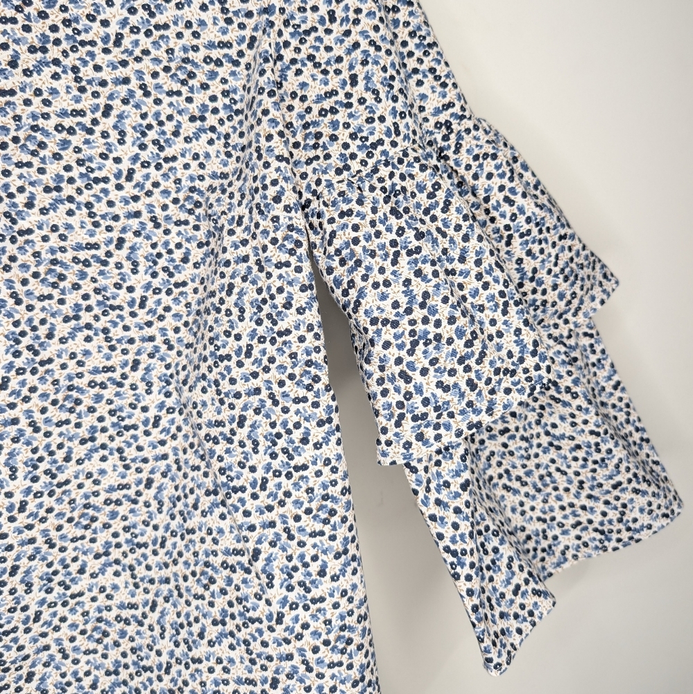 J.Crew Mercantile Blue Floral Bell Sleeve Top – Women’s Size 10